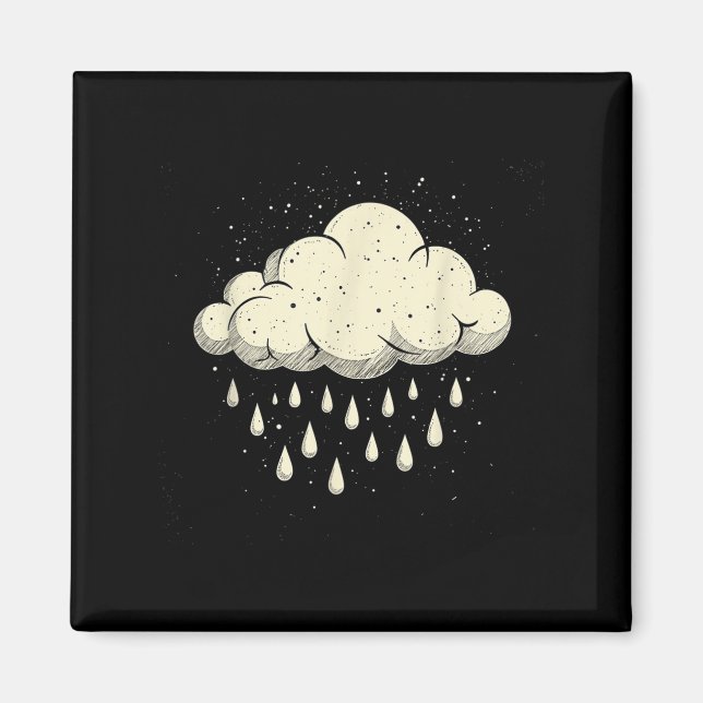 Imã Vintage Cloud Raindrops Art Nature Weather Winter  (Frente)