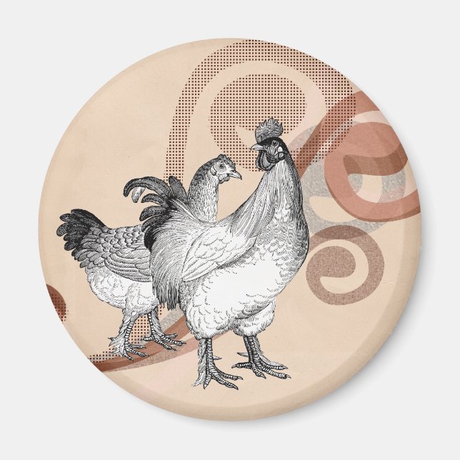Imã Vintage Cochin Chickens (Frente)