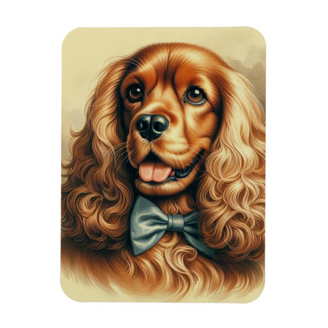 Ímã Vintage Cocker Spaniel Oil (Vertical)