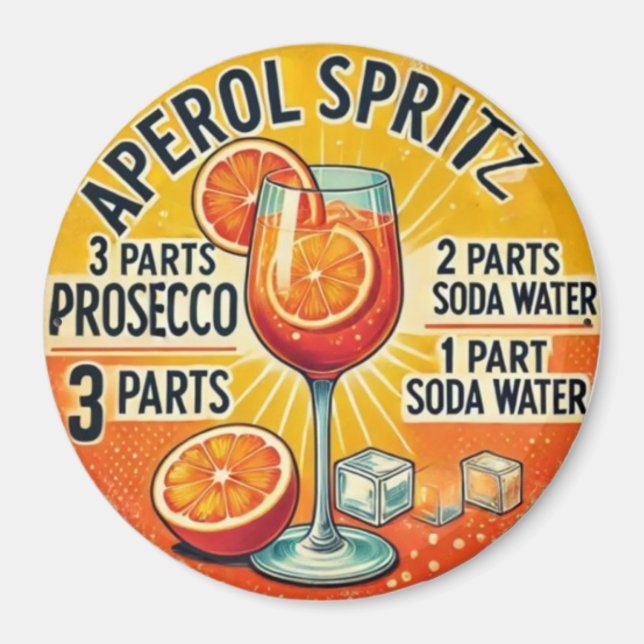 Imã Vintage cocktail Aperol Spritz  (Frente)