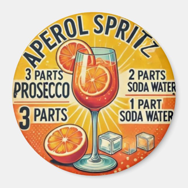 Imã Vintage cocktail Aperol Spritz  (Frente)