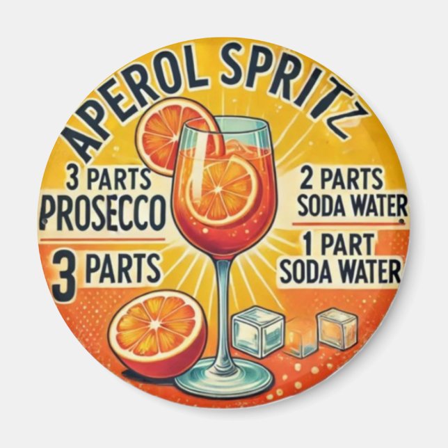 Imã Vintage cocktail Aperol Spritz  (Frente)
