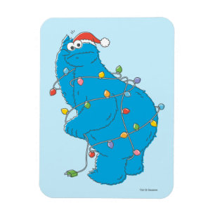 Ímã Vintage Cookie Monster Luzes de Natal