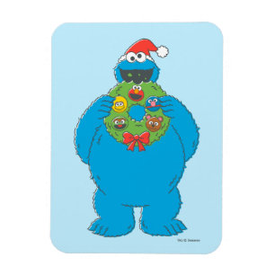 Ímã Vintage Cookie Monster Wreath de Natal