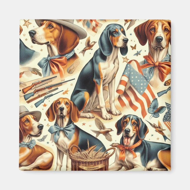 Imã Vintage Coonhound Dog Seless (Frente)
