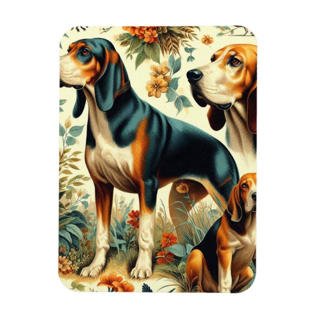 Ímã Vintage Coonhound Seamless (Vertical)