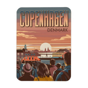 Ímã Vintage Copenhagen viagem turista presentes do pôr