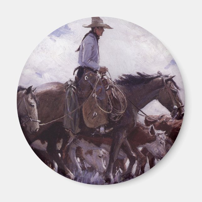 Imã Vintage Cowboy com seu gado de Koerner (Frente)