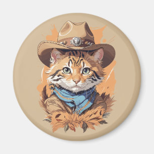 Imã Vintage Cowboy Kitten Design