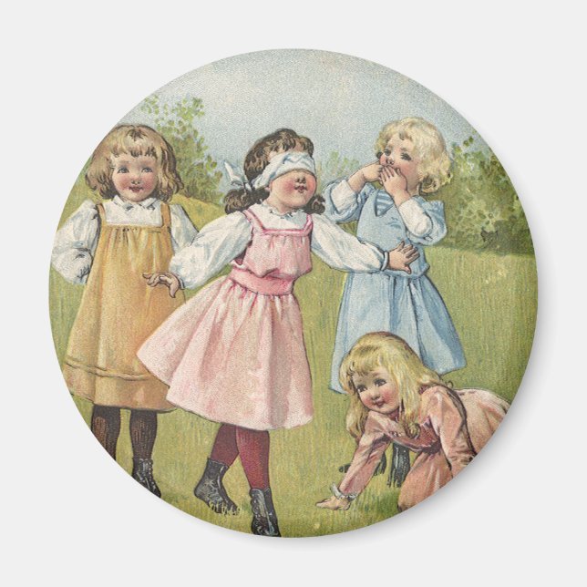 Imã Vintage Crianças Victorianas Jogam Bluff Cego (Frente)