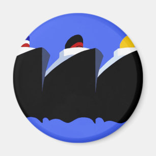 Imã Vintage Cruise Ship Art Deco Poster