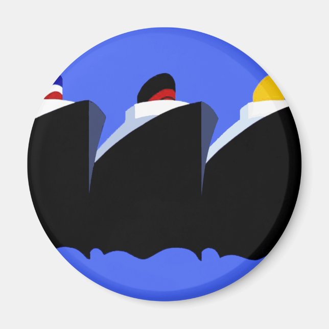 Imã Vintage Cruise Ship Art Deco Poster (Frente)