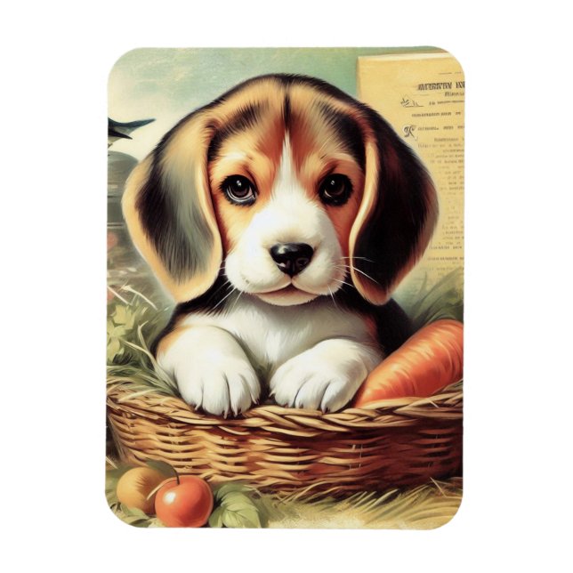 Ímã Vintage Cute Beagle Puppy (Vertical)