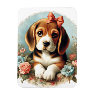 Ímã Vintage Cute Beagle Puppy