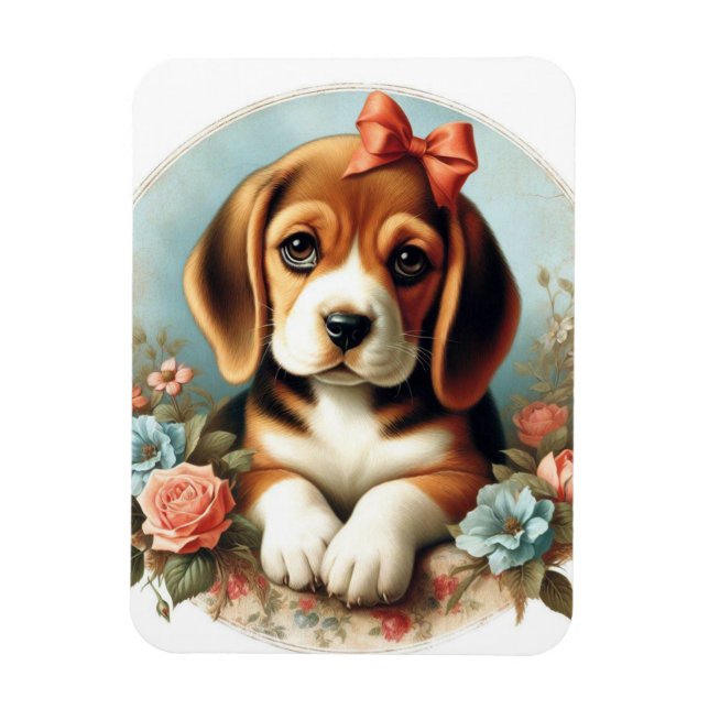 Ímã Vintage Cute Beagle Puppy (Vertical)