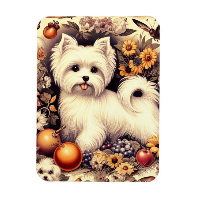 Ímã Vintage Cute Maltês (Vertical)