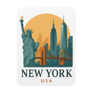 Ímã Vintage da Cidade de Nova York – Viagem Minima
