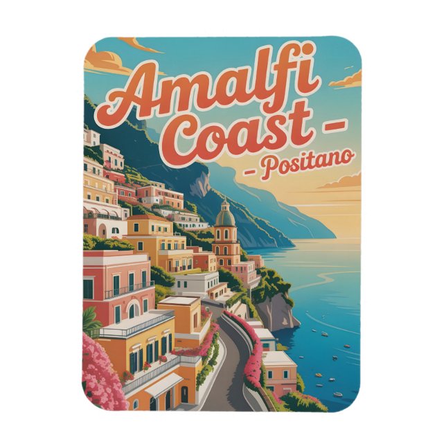 Ímã Vintage Da Costa Do Amalfi Positano (Vertical)