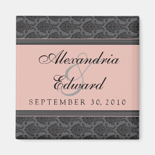 Imã Vintage Damask Coral Casamento Favor Magnet