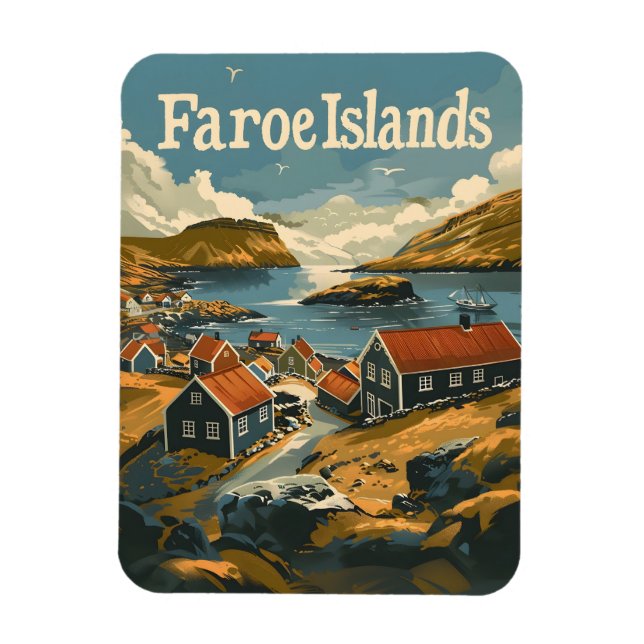 Ímã Vintage das Ilhas Faroé (Vertical)