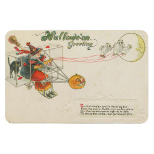 Ímã Vintage de bruxas de aviões saudáveis de Halloween