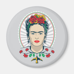 Imã Vintage de Frida Kahlo   floral