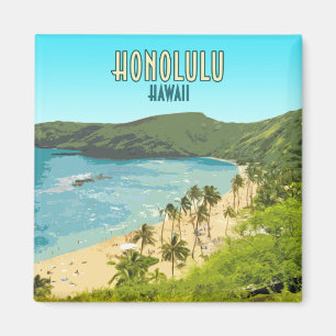 Imã Vintage de Havaí da praia da baía de Honolulu