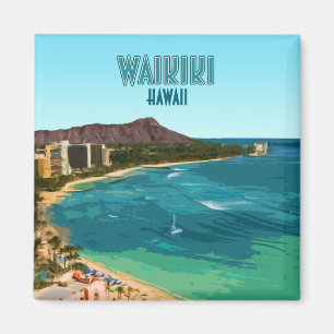 Imã Vintage de Honolulu Oahu Havaí da praia de Waikik