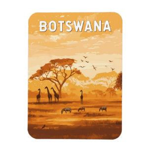 Ímã Vintage de Viagem de ilustração do Botswana