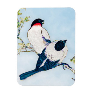 Ímã Vintage - Desenho de Tinta Japonesa das Finches
