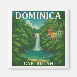 Imã Vintage Dominica Caribbean Travel Poster
