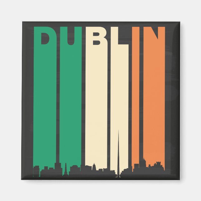 Imã Vintage Dublin Cityscape (Frente)
