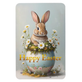 Ímã Vintage Easter Bunny with daisies