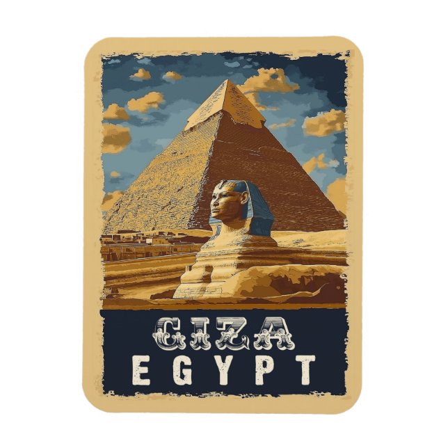 Ímã Vintage Egípcio: Pirâmide Excelente de Giza Viagem (Vertical)