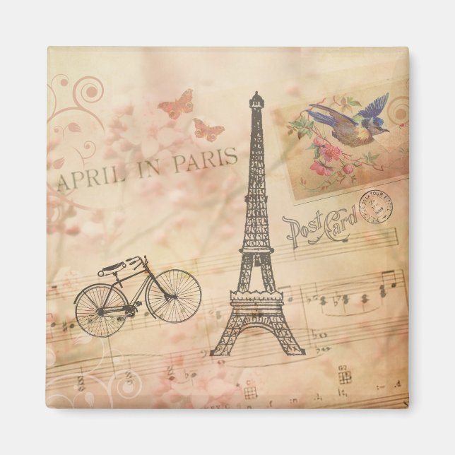 Imã Vintage Eiffel Torre Art (Frente)