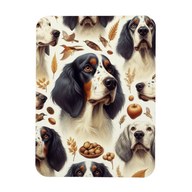Ímã Vintage English Setter Seamless (Vertical)