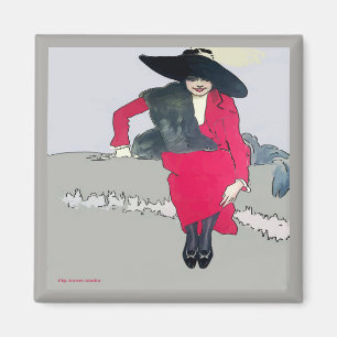 Imã Vintage Fashion Poster, adicione texto