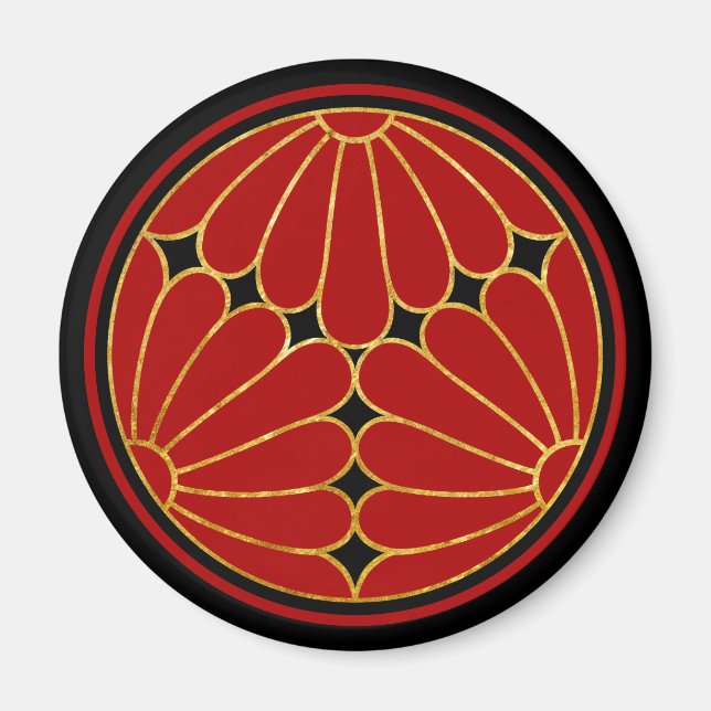 Imã Vintage Faux Dourado Kiku Chrysanthemum Mon Graphi (Frente)