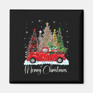 Imã Vintage Felry Christmas Red Truck Old Fashiked Ch