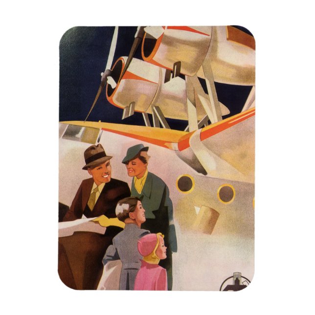 Ímã Vintage Férias Familiares Via Seaplane w Hélices (Vertical)