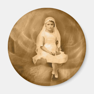 Imã Vintage First CommunGirl, Dress, Veil, Rosa