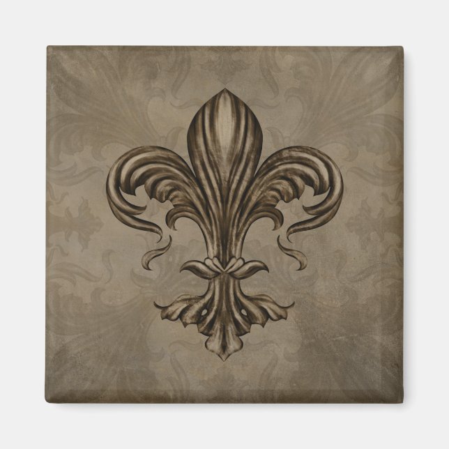 Imã Vintage Fleur-de-lis Sepia (Frente)