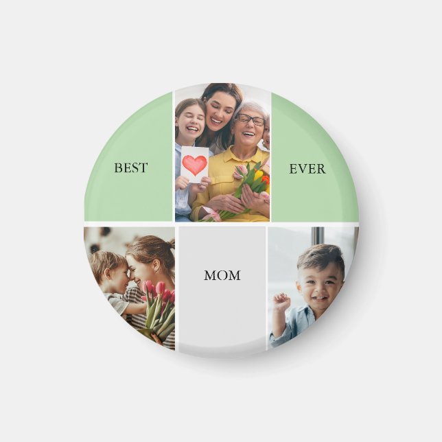 Imã Vintage Floral Collage Photo Mother's Day (Frente)