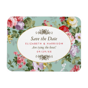 Ímã Vintage Floral Garden Botanical Save The Date (Vin