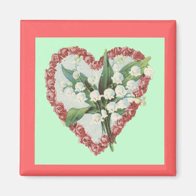 Imã Vintage Floral Heart Magnet (Frente)