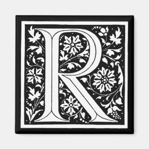 Imã Vintage Floral Monograma "R"