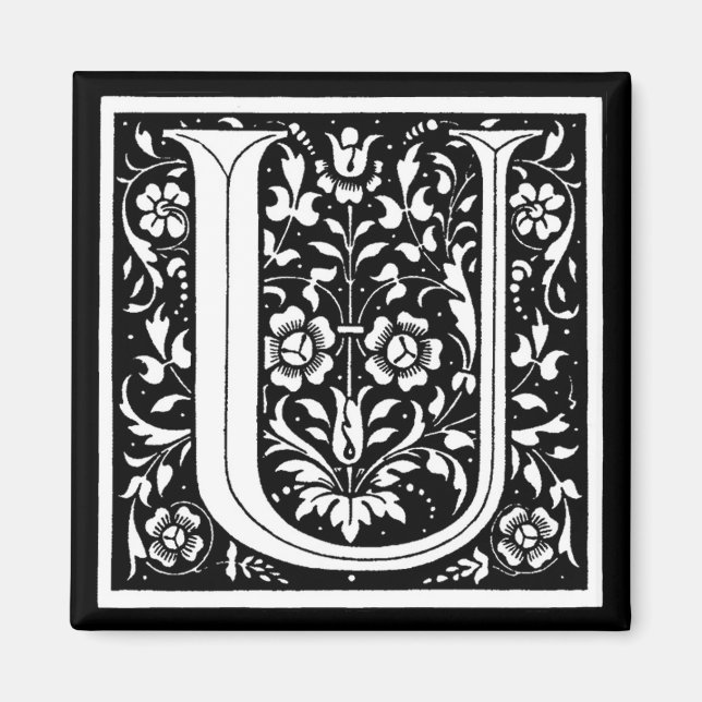 Imã Vintage Floral Monograma "U" (Frente)