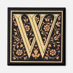 Imã Vintage Floral Monograma "W" - Magnet