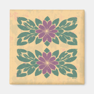 Imã Vintage Floral Stencil Design