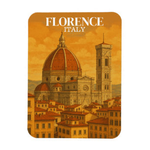 Ímã Vintage Florence Itália - Viagem - Ilustração Retr